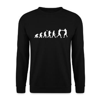 Evolution des Boxens | Boxer-Geschenk - Unisex Pullover - Schwarz - Vorne - Alina (178cm) & Michal (187cm)