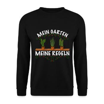 Mein Garten meine Regeln Garten - Unisex Pullover - Schwarz - Vorne - Alina (178cm) & Michal (187cm)