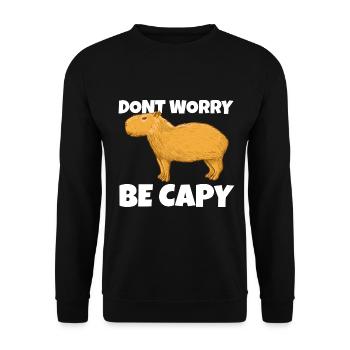 Capybara don't Worry be Capy - Unisex Sweatshirt - black - Front - Alina (178cm) & Michal (187cm)