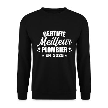 Certified Best Plumber in 2025 - Unisex Sweatshirt - black - Front - Alina (178cm) & Michal (187cm)