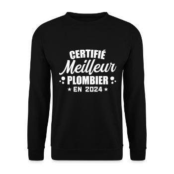 Certified Best Plumber in 2024 - Unisex Sweatshirt - black - Front - Alina (178cm) & Michal (187cm)