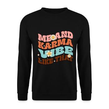 karma vibe, reto, karma vibe, super drôle, - Sweat-shirt Unisexe - noir - Devant - Alina (178cm) & Michal (187cm)