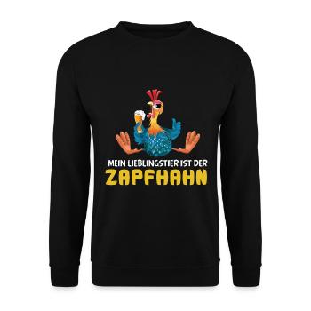 Mein Lieblingstier ist der Zapfhahn Bier Saufen - Unisex Pullover - Schwarz - Vorne - Alina (178cm) & Michal (187cm)