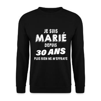 Anniversaire Mariage 30 Ans Humour Mari - Sweat-shirt Unisexe - noir - Devant - Alina (178cm) & Michal (187cm)