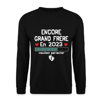 Encore Grand Frère En 2023, Nouvelle Naissance - Sweat-shirt Unisexe - noir - Devant - Alina (178cm) & Michal (187cm)