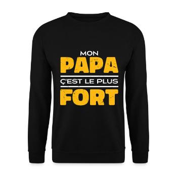 Mon Papa C'est Le Plus Fort - Sweat-shirt Unisexe - noir - Devant - Alina (178cm) & Michal (187cm)