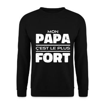 Mon Papa C'est Le Plus Fort - Sweat-shirt Unisexe - noir - Devant - Alina (178cm) & Michal (187cm)