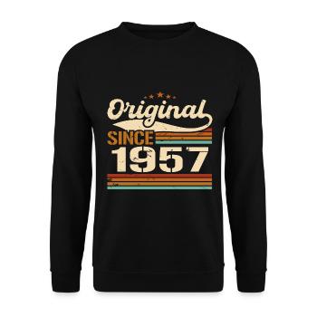 Vintage 1957 original | Cadeau d’anniversaire 1957 - Sweat-shirt Unisexe - noir - Devant - Alina (178cm) & Michal (187cm)