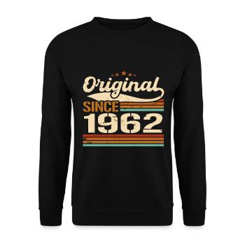 Original 1962 Vintage | Geburtstagsgeschenk 1962 - Unisex Pullover - Schwarz - Vorne - Alina (178cm) & Michal (187cm)