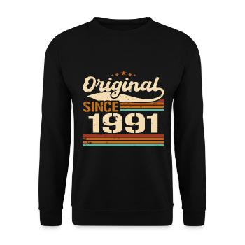 Original 1991 Vintage | Geburtstagsgeschenk 1991 - Unisex Pullover - Schwarz - Vorne - Alina (178cm) & Michal (187cm)