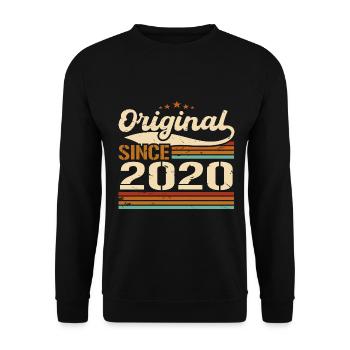 Original 2020 Vintage | Geburtstagsgeschenk 2020 - Unisex Pullover - Schwarz - Vorne - Alina (178cm) & Michal (187cm)