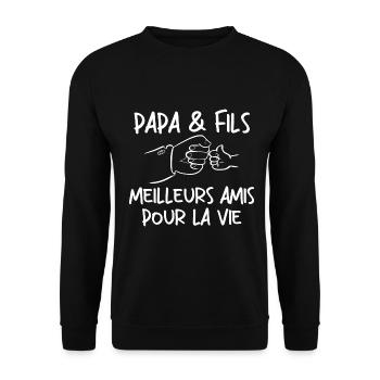 Papa Et Fils Meilleurs Amis Pour La Vie - Sweat-shirt Unisexe - noir - Devant - Alina (178cm) & Michal (187cm)