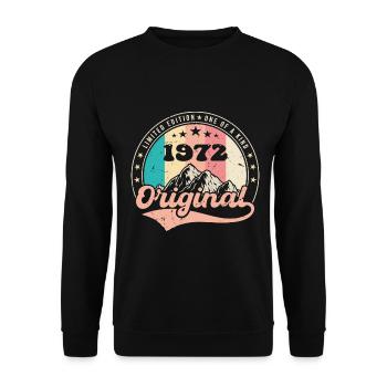 Geburtstagsgeschenk 1972 Frauen | Jahrgang 1972 - Unisex Pullover - Schwarz - Vorne - Alina (178cm) & Michal (187cm)