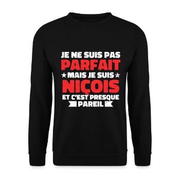 Je Ne Suis Pas Parfait Mais Je Suis Niçois - Sweat-shirt Unisexe - noir - Devant - Alina (178cm) & Michal (187cm)