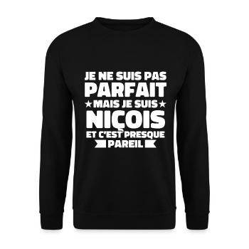 Je Ne Suis Pas Parfait Mais Je Suis Niçois - Sweat-shirt Unisexe - noir - Devant - Alina (178cm) & Michal (187cm)