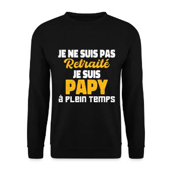 je ne suis pas retraité je suis papy à plein temps - Sweat-shirt Unisexe - noir - Devant - Alina (178cm) & Michal (187cm)