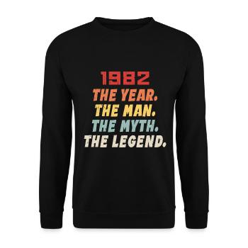 1982 Cadeau D'anniversaire, Les Légendes Nées 1982 - Sweat-shirt Unisexe - noir - Devant - Alina (178cm) & Michal (187cm)