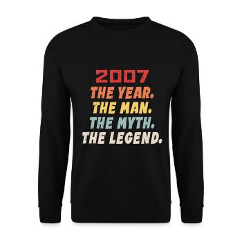 2007 Geburtstagsgeschenk, The Legends Born 2007 - Unisex Pullover - Schwarz - Vorne - Alina (178cm) & Michal (187cm)