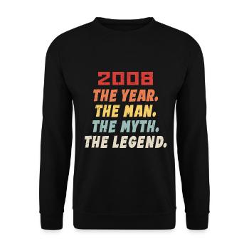 2008 Geburtstagsgeschenk, The Legends Born 2008 - Unisex Pullover - Schwarz - Vorne - Alina (178cm) & Michal (187cm)