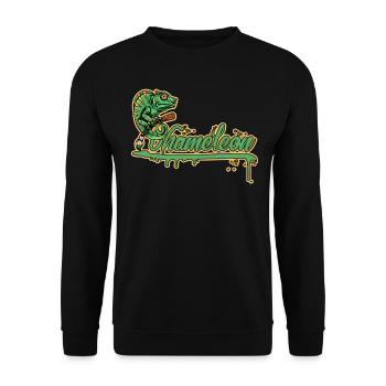 Natures Art Chamäleon Urban Reptile Besitzer - Unisex Pullover - Schwarz - Vorne - Alina (178cm) & Michal (187cm)