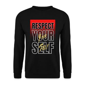respektiere dich selbst t Shirt Design - Unisex Pullover - Schwarz - Vorne - Alina (178cm) & Michal (187cm)