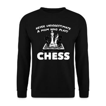 Unterschätze niemals eine Mutter die Schach spielt - Unisex Pullover - Schwarz - Vorne - Alina (178cm) & Michal (187cm)