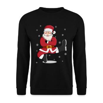 Weihnachtsmann - Unisex Pullover - Schwarz - Vorne - Alina (178cm) & Michal (187cm)