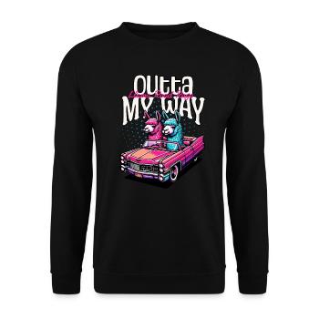 Llama Outta my way - road rage - Unisex Sweatshirt - black - Front - Alina (178cm) & Michal (187cm)