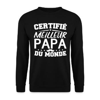 Certified Best Dad in the World - Unisex Sweatshirt - black - Front - Alina (178cm) & Michal (187cm)