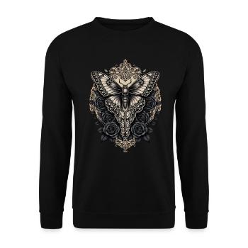 Motte mit schwarzen Rosen - Unisex Pullover - Schwarz - Vorne - Alina (178cm) & Michal (187cm)