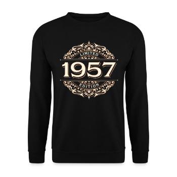 Limited Edition 1957 Vintage Birthday Gift - Unisex Sweatshirt - black - Front - Alina (178cm) & Michal (187cm)