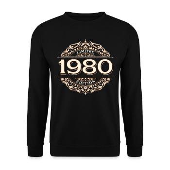 Limited Edition 1980 Vintage Geburtstag Geschenk - Unisex Pullover - Schwarz - Vorne - Alina (178cm) & Michal (187cm)