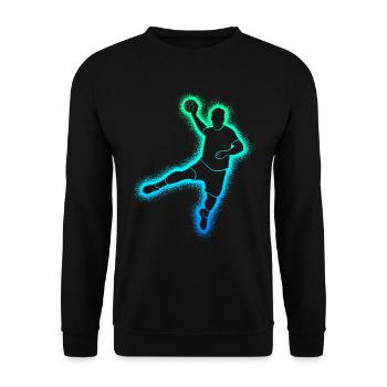 Handballspieler Kinder Handballer Herren Handball - Unisex Pullover - Schwarz - Vorne - Alina (178cm) & Michal (187cm)