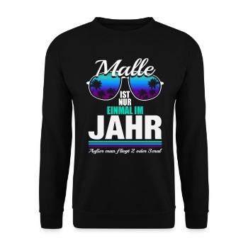 Malle Mallorca Party Mädels Urlaub Spruch Geschenk - Unisex Pullover - Schwarz - Vorne - Alina (178cm) & Michal (187cm)