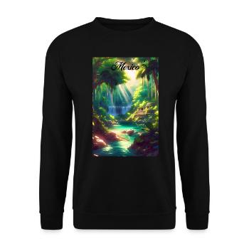 Mexico Jungle Retro Poster Souvenir - Unisex Sweatshirt - black - Front - Alina (178cm) & Michal (187cm)