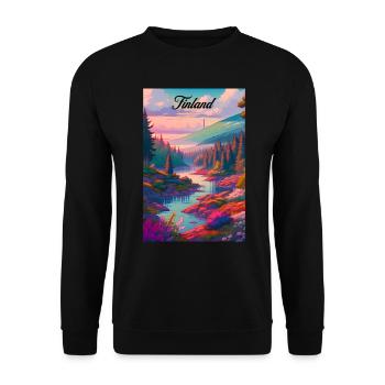 Finland Summer Retro Poster Vintage Souvenir - Unisex Sweatshirt - black - Front - Alina (178cm) & Michal (187cm)