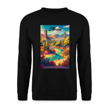 Mexico Desert Retro Poster Vintage Souvenir - Unisex Sweatshirt - black - Front - Alina (178cm) & Michal (187cm)