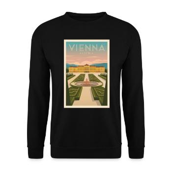 Affiche rétro Vienne Vintage Souvenir - Sweat-shirt Unisexe - noir - Devant - Alina (178cm) & Michal (187cm)