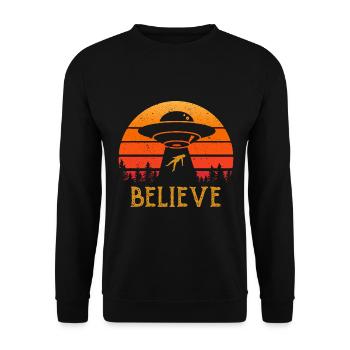 Vintage cadeau d'enlèvement Alien UFO rétro - Sweat-shirt Unisexe - noir - Devant - Alina (178cm) & Michal (187cm)