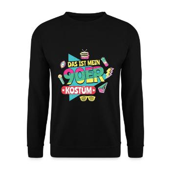 Das ist mein 90er Kostüm 90er Jahre Party Spruch - Unisex Pullover - Schwarz - Vorne - Alina (178cm) & Michal (187cm)