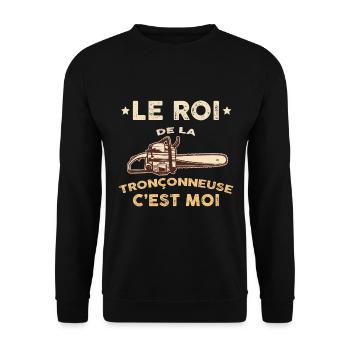 Bucheron roi de la tronçonneuse humour bois - Sweat-shirt Unisexe - noir - Devant - Alina (178cm) & Michal (187cm)
