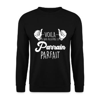 Parrain parfait cadeau oncle, tonton - Sweat-shirt Unisexe - noir - Devant - Alina (178cm) & Michal (187cm)