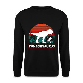Tonton Dinosaurus Cadeau Futur Tonton - Sweat-shirt Unisexe - noir - Devant - Alina (178cm) & Michal (187cm)