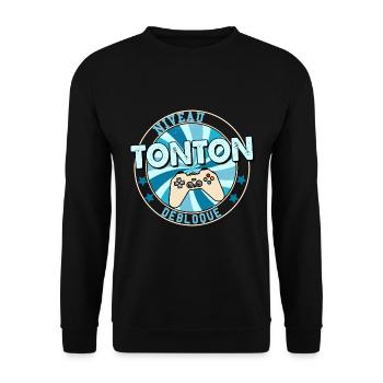 Niveau Tonton Débloqué Idée Cadeau Homme Oncle - Sweat-shirt Unisexe - noir - Devant - Alina (178cm) & Michal (187cm)