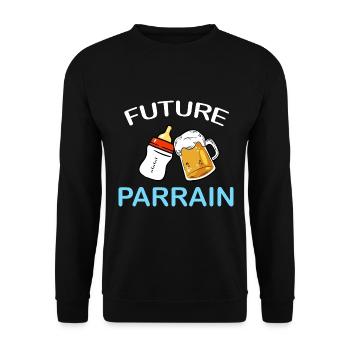 Futur parrain Cadeau Tonton Future Naissance Bébé - Sweat-shirt Unisexe - noir - Devant - Alina (178cm) & Michal (187cm)
