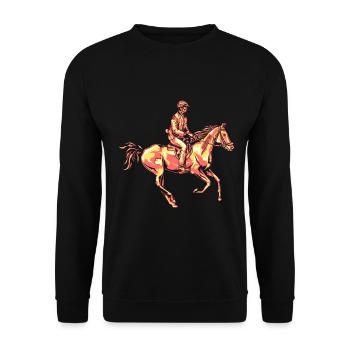 Reiter - Reiten - Pferd - Unisex Pullover - Schwarz - Vorne - Alina (178cm) & Michal (187cm)