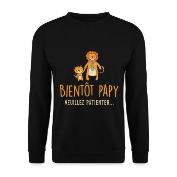 Bientôt Papy, Cadeau Grand-père, Papi, Futur Papy - Sweat-shirt Unisexe - noir - Devant - Alina (178cm) & Michal (187cm)