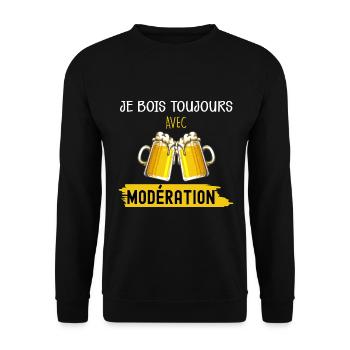 Boire Avec Modération - Sweat-shirt Unisexe - noir - Devant - Alina (178cm) & Michal (187cm)