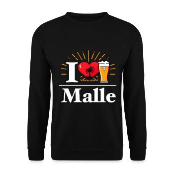 I Love Malle Mallorca Vacances Bière Alcool Vacances - Sweat-shirt Unisexe - noir - Devant - Alina (178cm) & Michal (187cm)