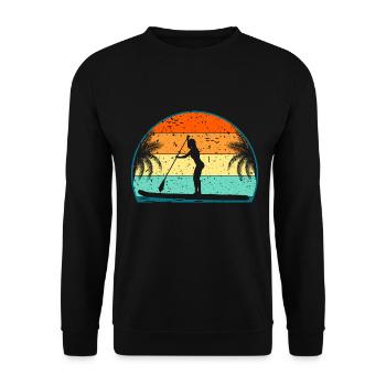 Retro Paddle Board Surf Paddle Surf Paddle Surf Surf - Unisex Pullover - Schwarz - Vorne - Alina (178cm) & Michal (187cm)